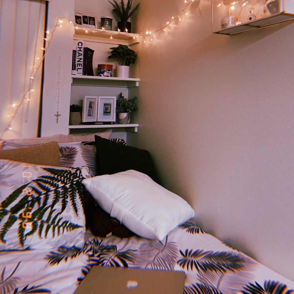 Leaf and Striped Print Duvet Cover